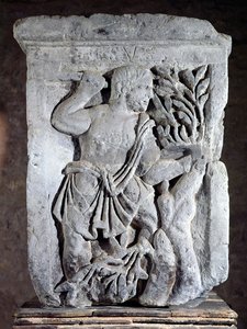 Capitale del Pilastro dei Nautes che raffigura Esus che taglia il vischio, 14-37 d.C. da Gallo Roman